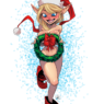 sexy girl elf holds a christmas wreath
